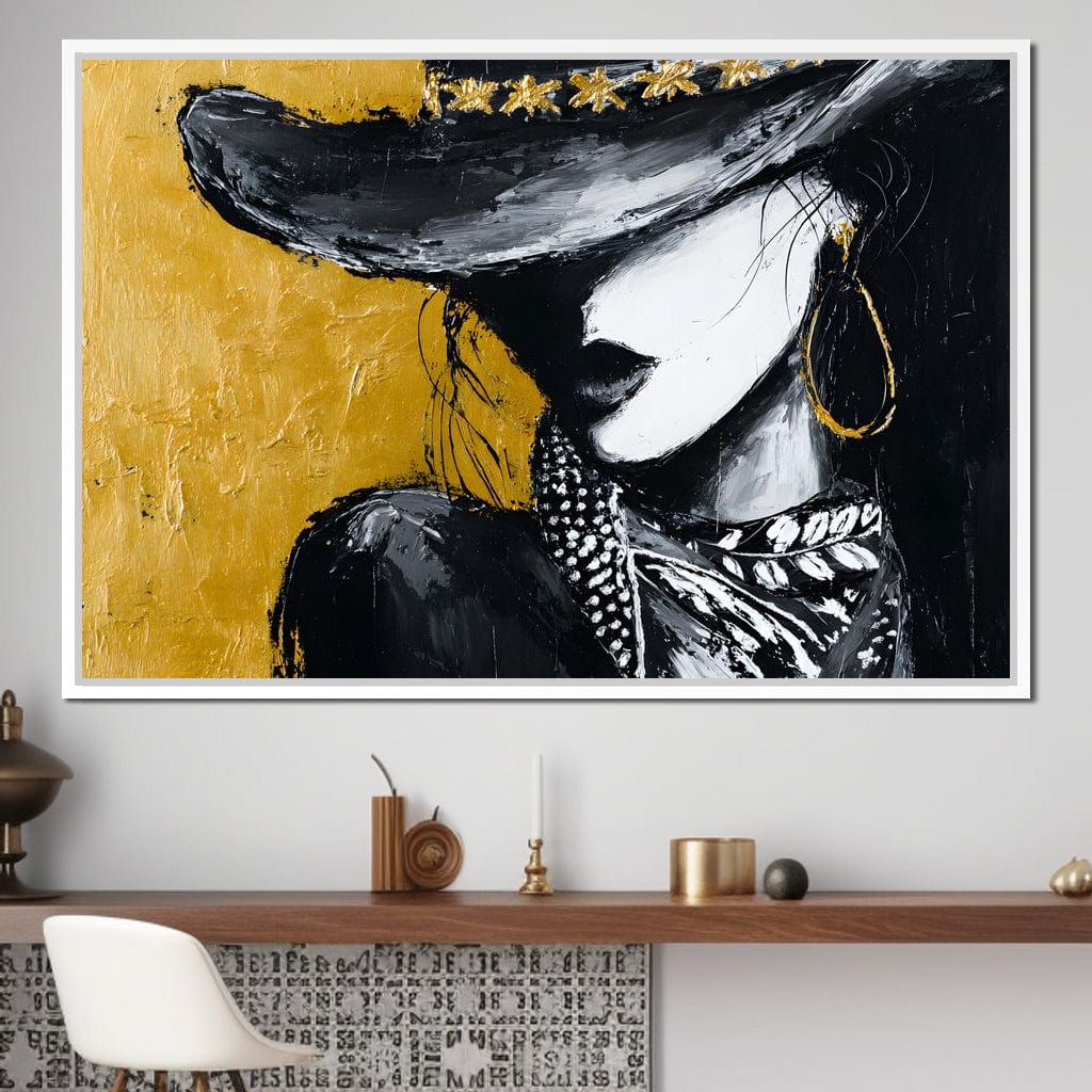 Golden Outlaw Shadow Portrait Canvas Wall Art