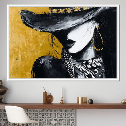 Golden Outlaw Shadow Portrait Canvas Wall Art