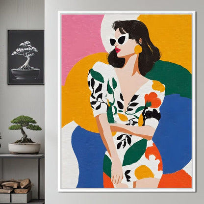 Retro Chic Diva Color Pop Portrait Canvas Wall Art