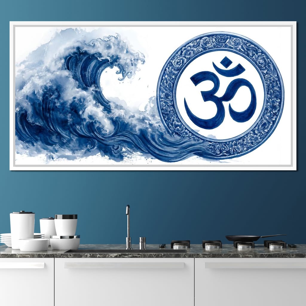 Indigo Om Mandala Meditation Canvas Wall Art