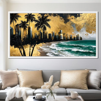 Miami Vibes in Gold Canvas Wall Art