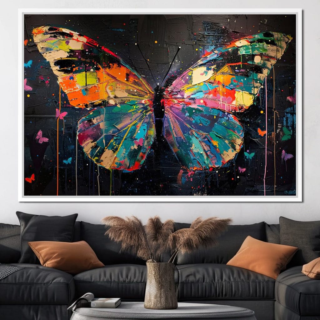 Enchanted Butterfly Mosaic Canvas Wall Art
