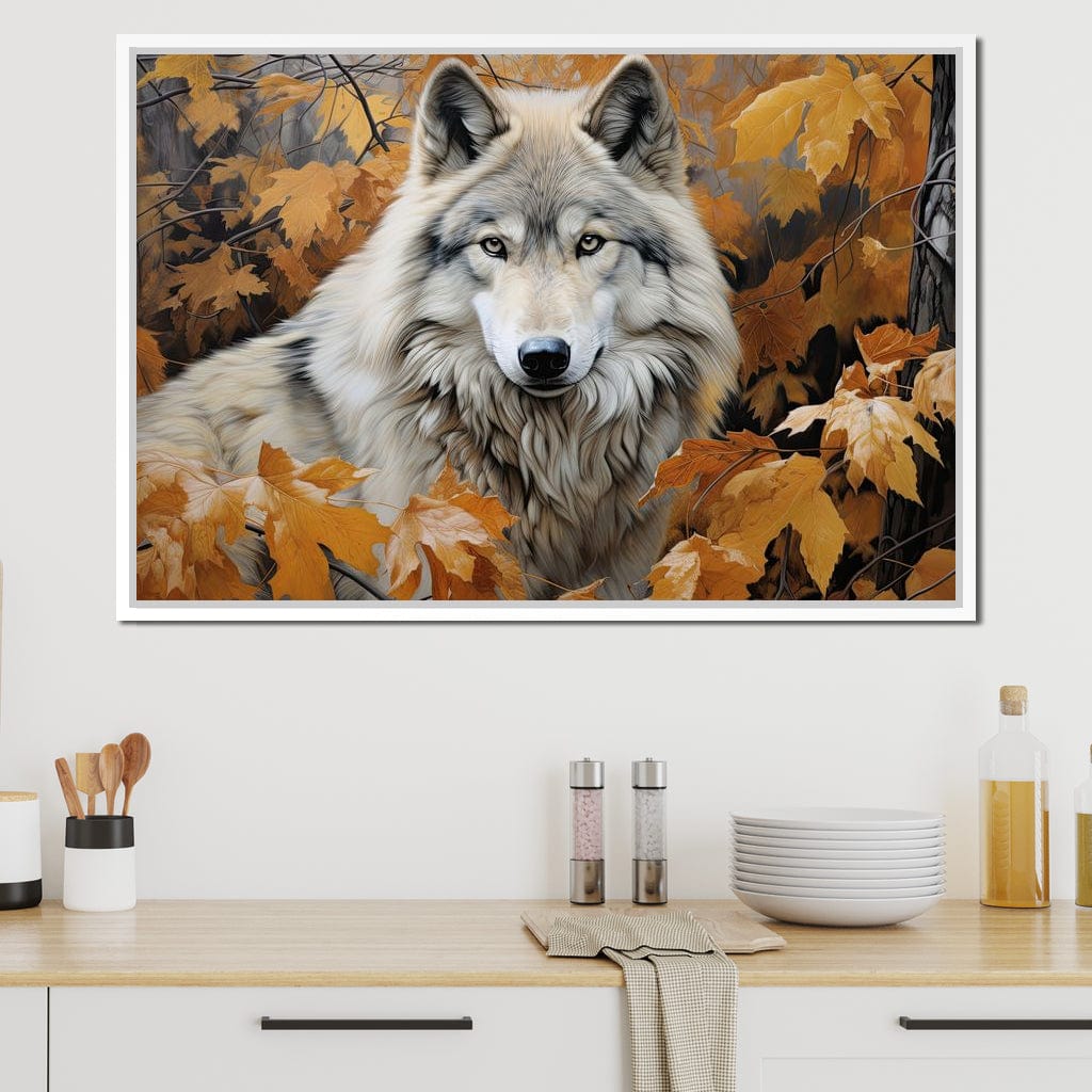 Autumnal Arctic Wolf Canvas Wall Art