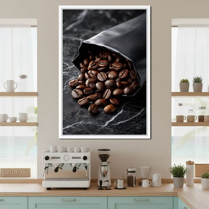 Dark Roast Coffee Bean Spill Canvas Wall Art