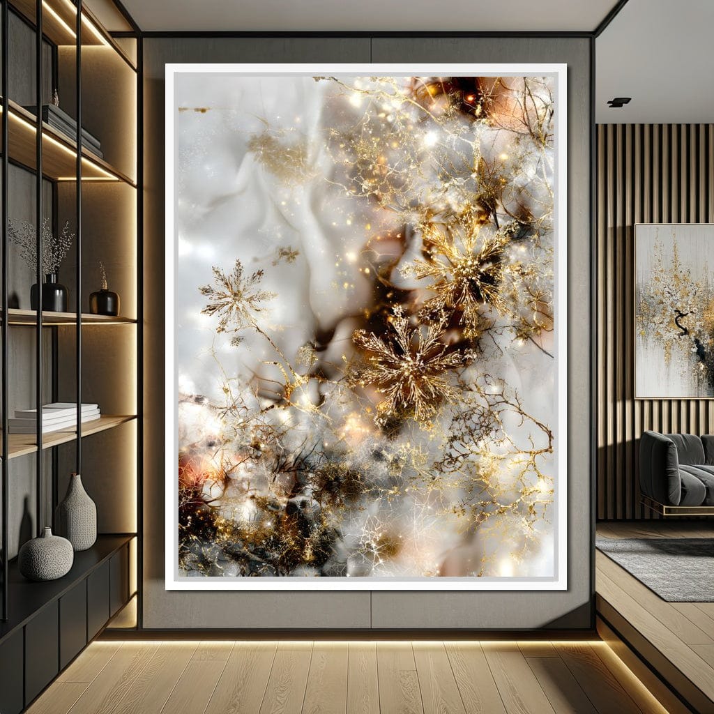 Golden Snowflake Reverie Canvas Wall Art
