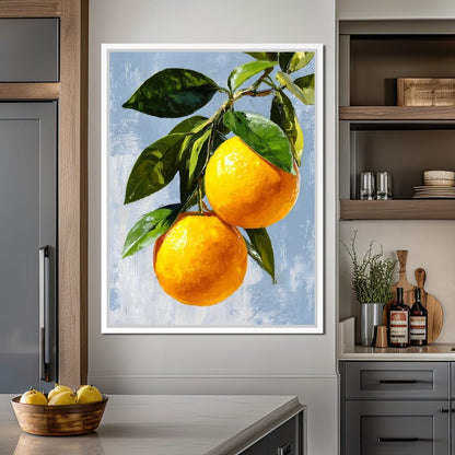 Sunlit Oranges On Branch Canvas Wall Art