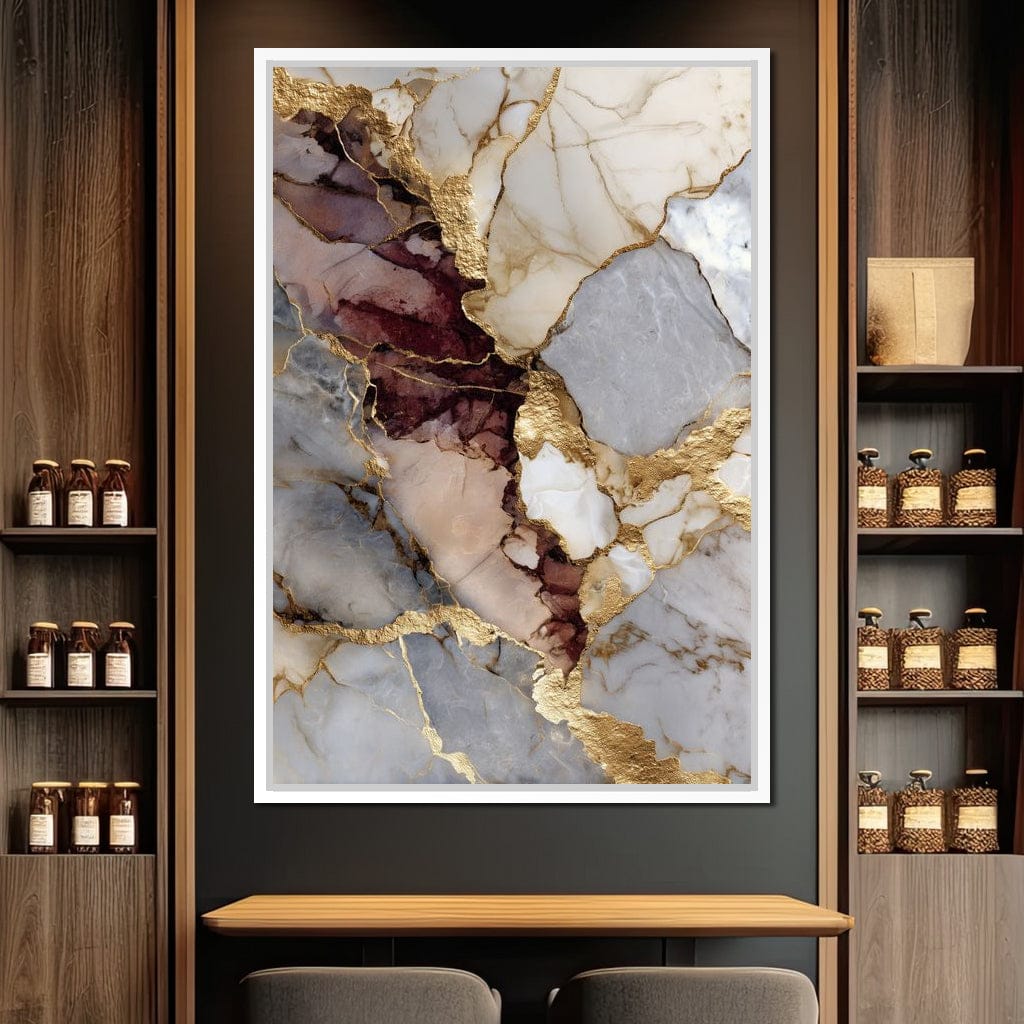 Gilded Marble Rift Elegy Canvas Wall Art