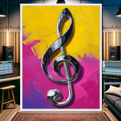 Electric Treble Clef Glow Canvas Wall Art