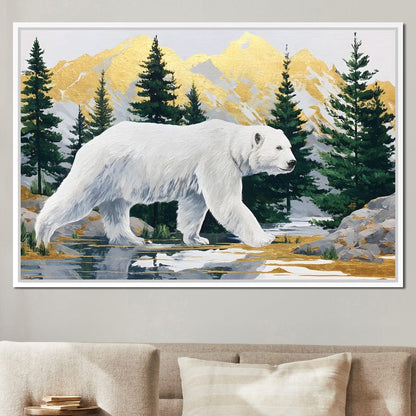 Majestic Polar Bear Wilderness Stroll Canvas Wall Art