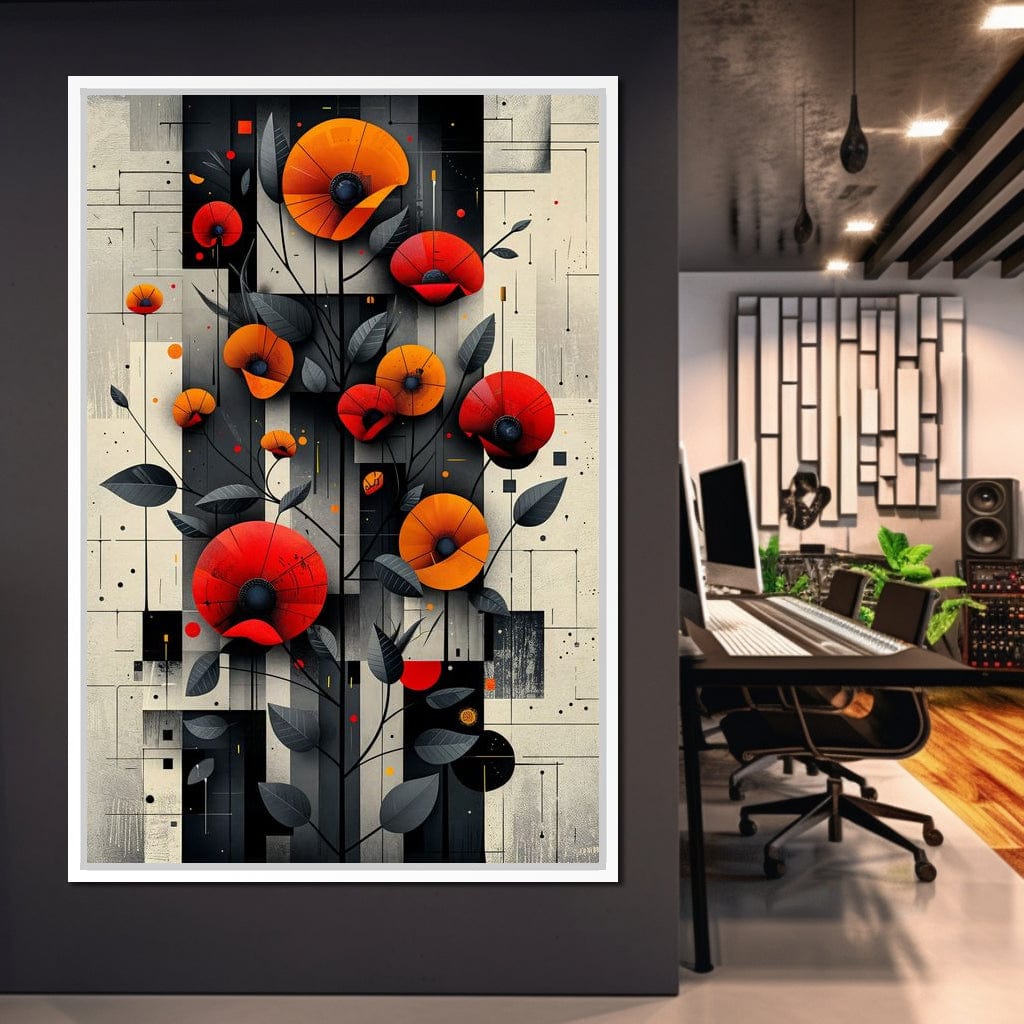Spectral Monochrome Blooms Canvas Wall Art