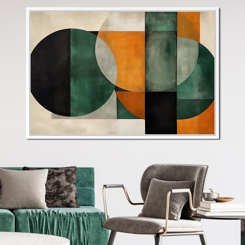 Geometric Ochre Jade Balance Canvas Wall Art