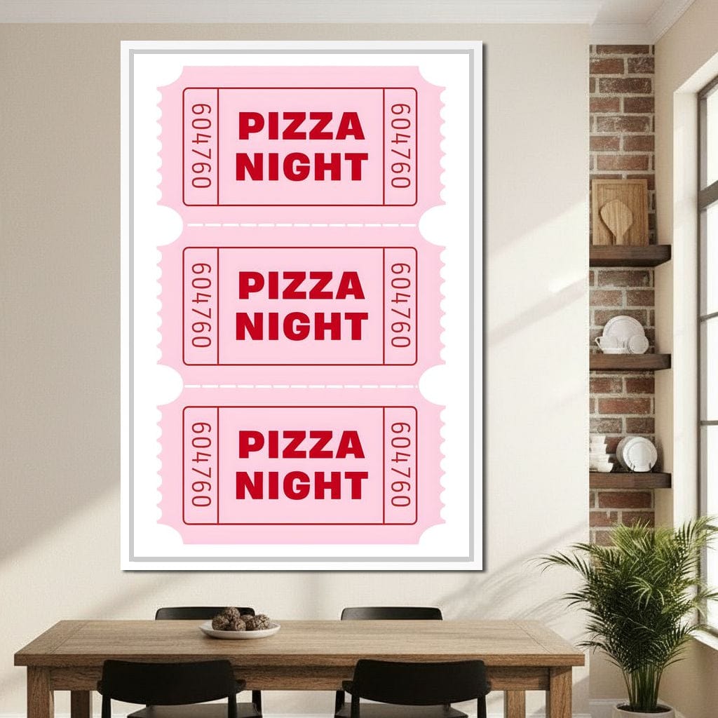 Retro Pizza Night Raffle Tickets Canvas Wall Art