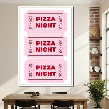 Retro Pizza Night Raffle Tickets Canvas Wall Art