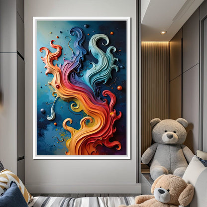 Flowing Rainbow Abstract Canvas Wall Art