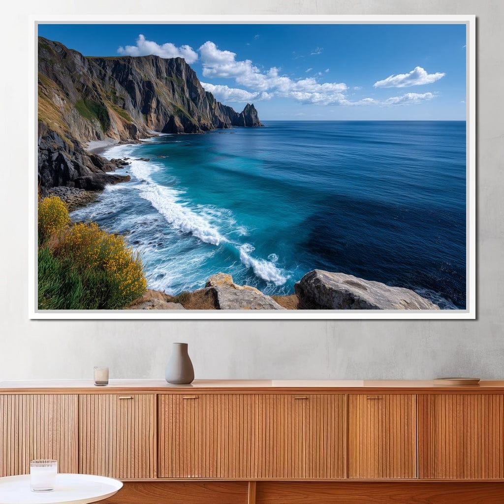 Wild Sea Cliffs Panorama Canvas Wall Art