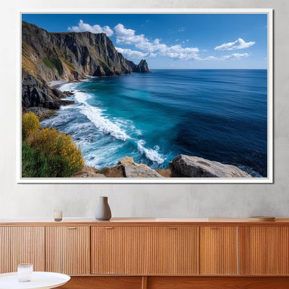Wild Sea Cliffs Panorama Canvas Wall Art