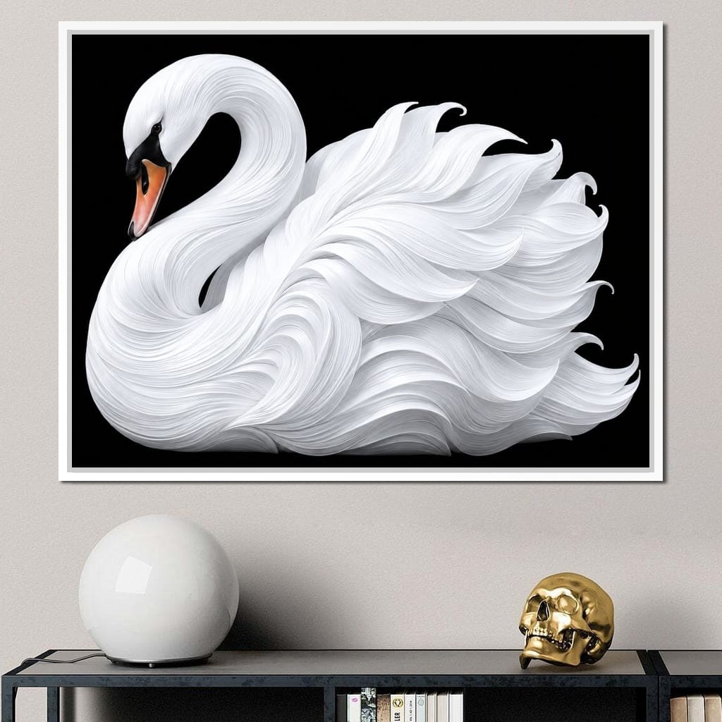 The Alabaster Swan Unfurled Canvas Wall Art