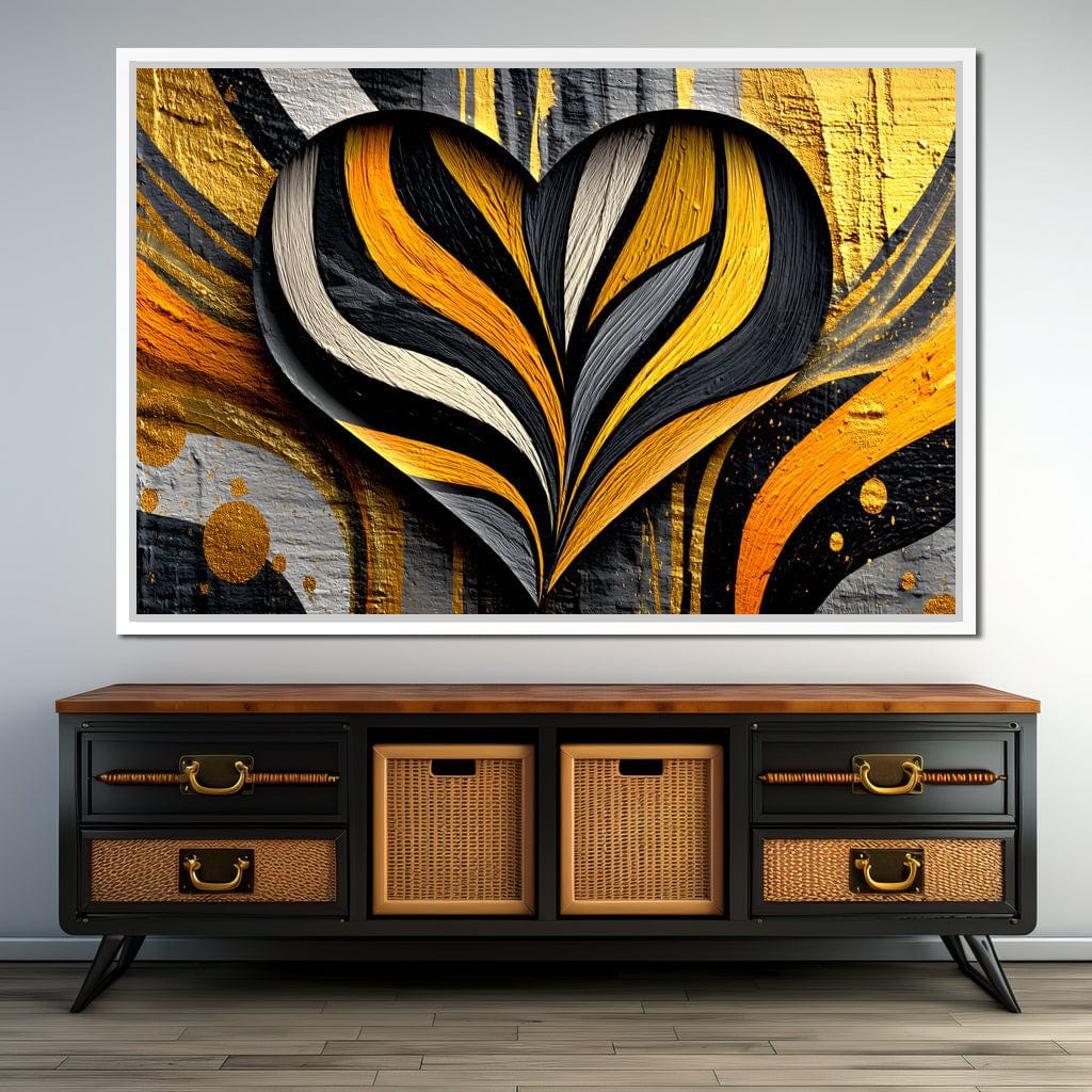 Golden Heartbeat Essence Canvas Wall Art