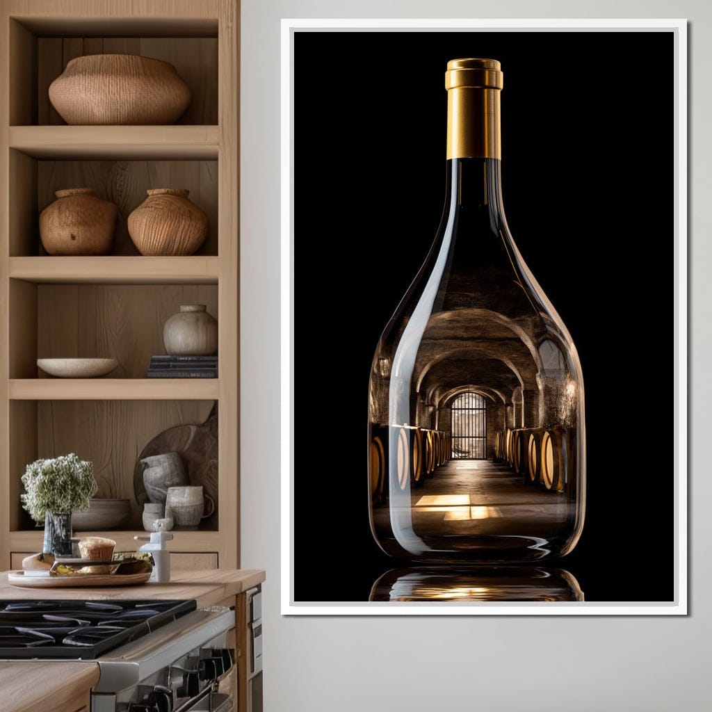 Golden Cellar Bottle Portal Canvas Wall Art