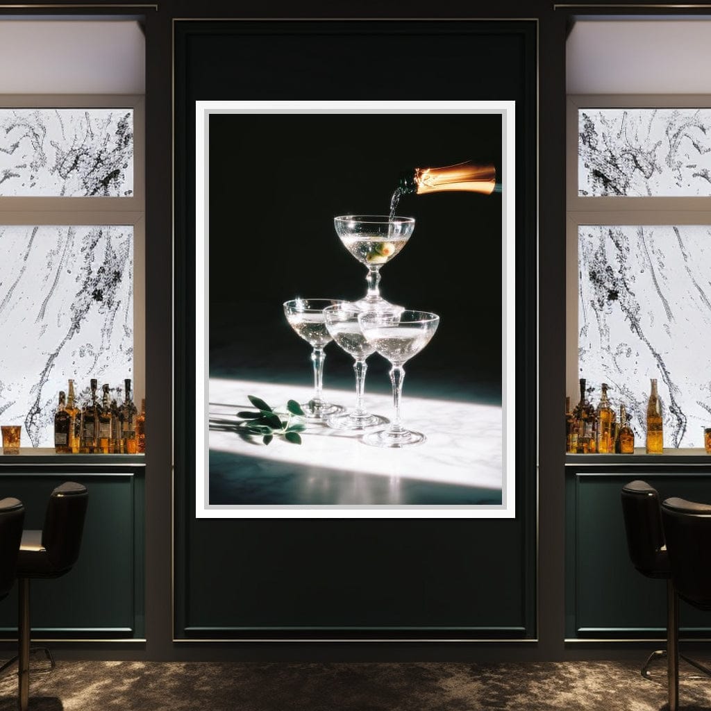 Champagne Cascade Celebration Canvas Wall Art