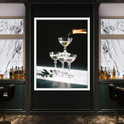 Champagne Cascade Celebration Canvas Wall Art