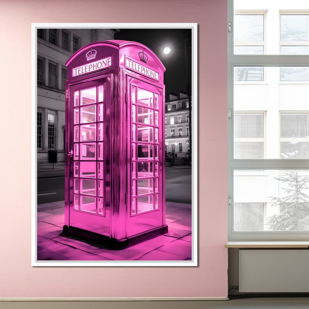 Pink Telephone Booth Canvas Wall Art