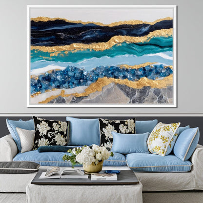 Gilded Ocean Geode Flow Canvas Wall Art