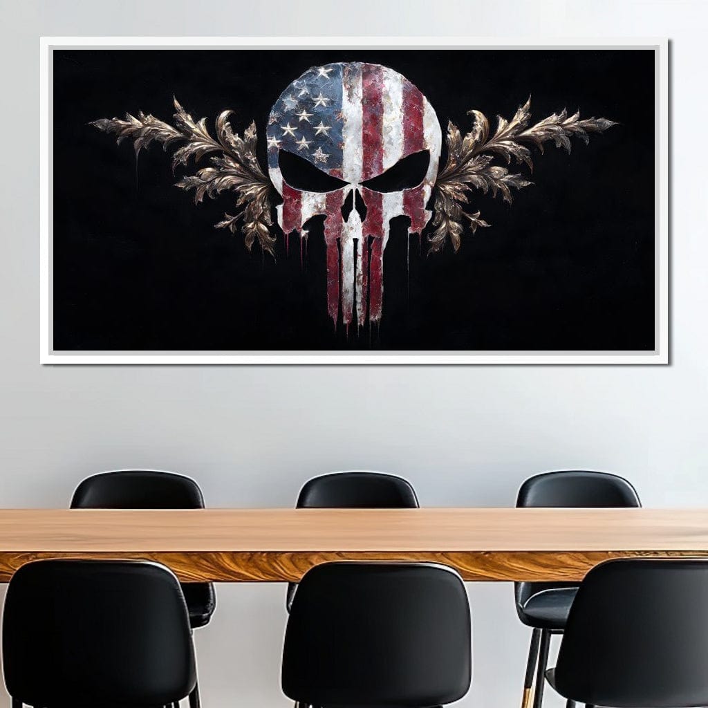 Stars Stripes Resolute Skull Canvas Wall Art