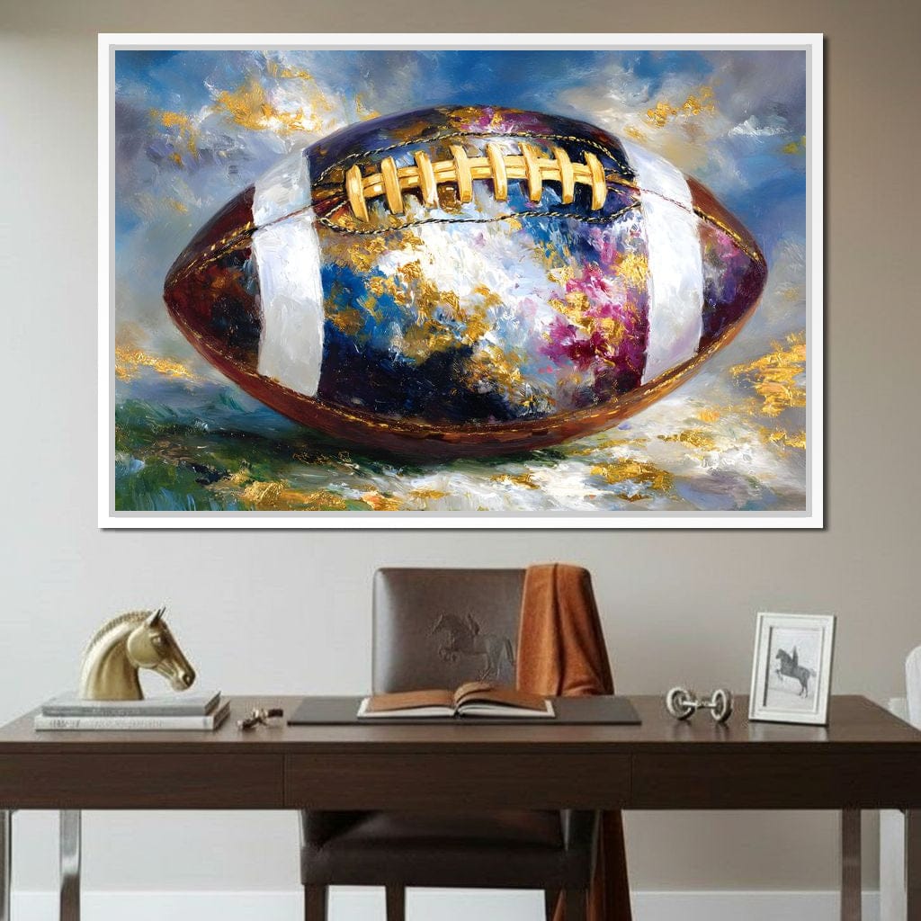 Golden Gridiron Glory Ball Canvas Wall Art