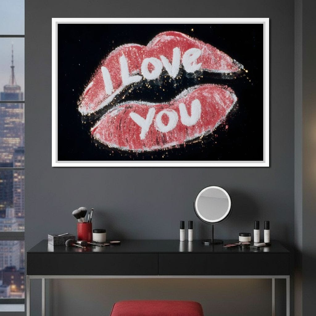 Love You Glitter Kiss Pop Canvas Wall Art