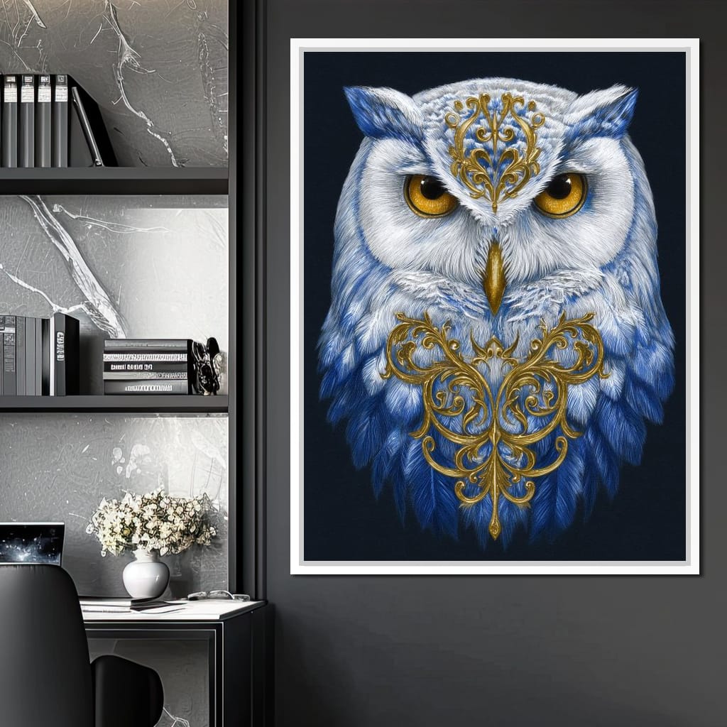 Gilded Owl Night Guardian Canvas Wall Art