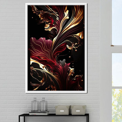 The Marble-Lux Collection: Dark Red & Vibrant Gold 02 Canvas Wall Art