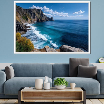 Majestic Coastal Cliffs View Canvas Wall Art