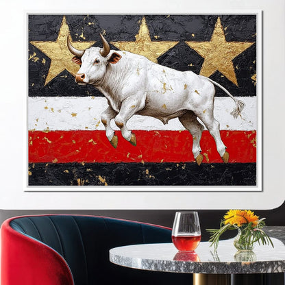 Bull Odyssey Across Stars Canvas Wall Art
