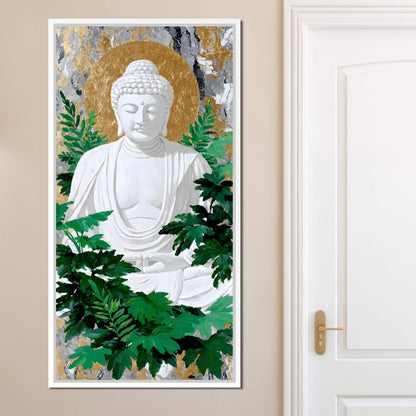 Golden Halo Buddha Garden Canvas Wall Art