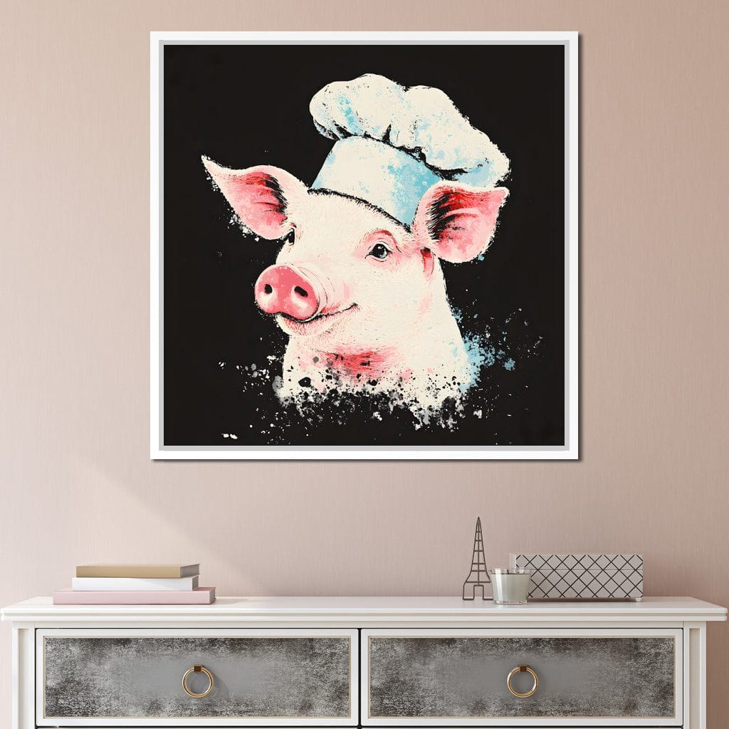 Cheerful Chef Piglet Canvas Wall Art