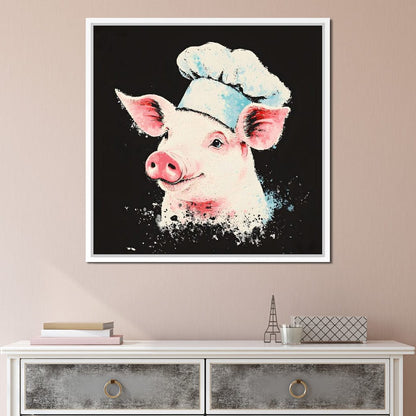 Cheerful Chef Piglet Canvas Wall Art