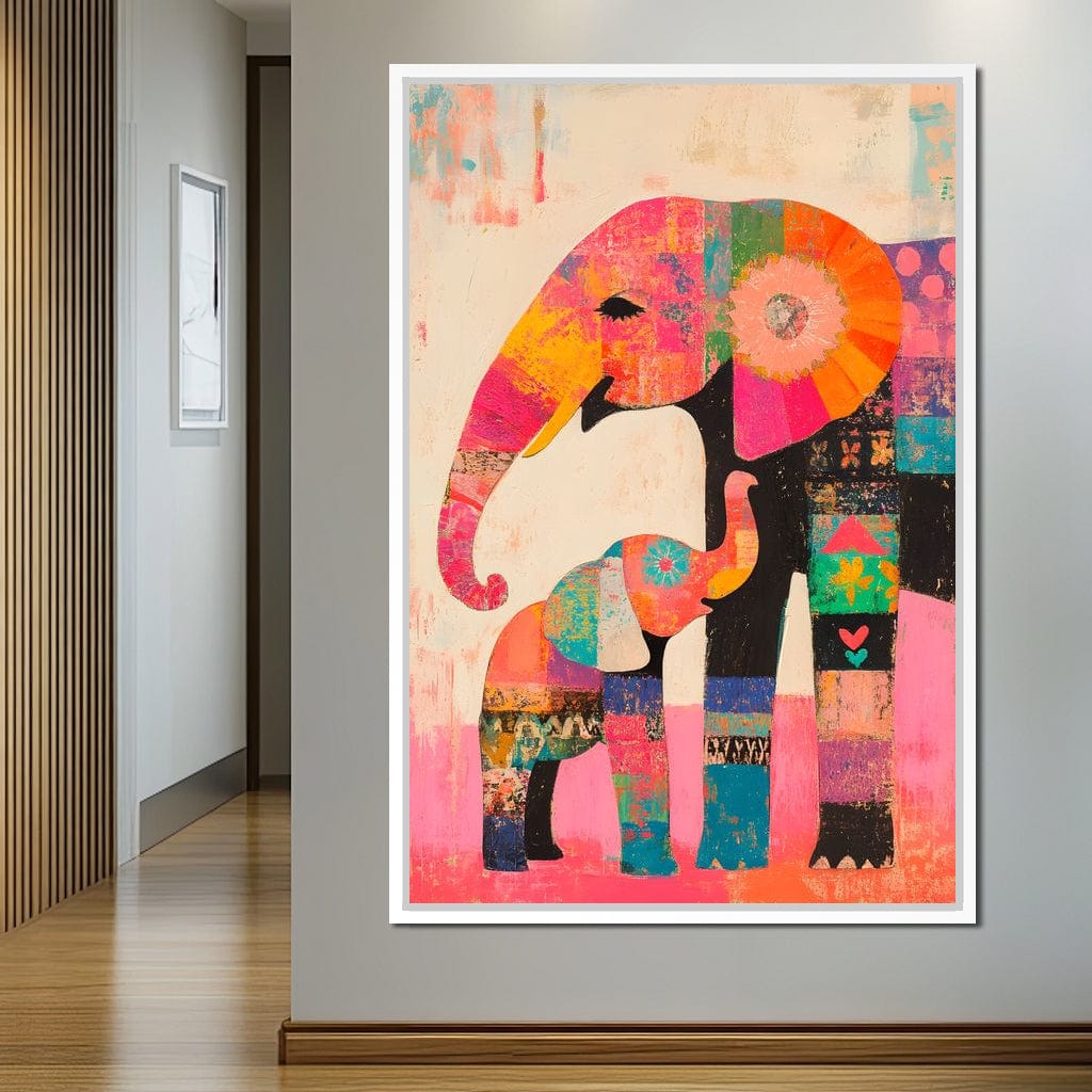 Elephant Patchwork Dreams Canvas Wall Art