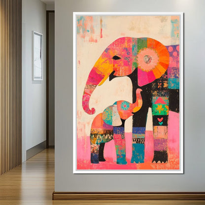 Elephant Patchwork Dreams Canvas Wall Art