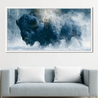 Roaming Buffalo In Cold Winter Plains Canvas Wall Art
