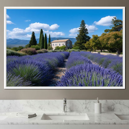 Provence Lavender Farmhouse Sky Canvas Wall Art