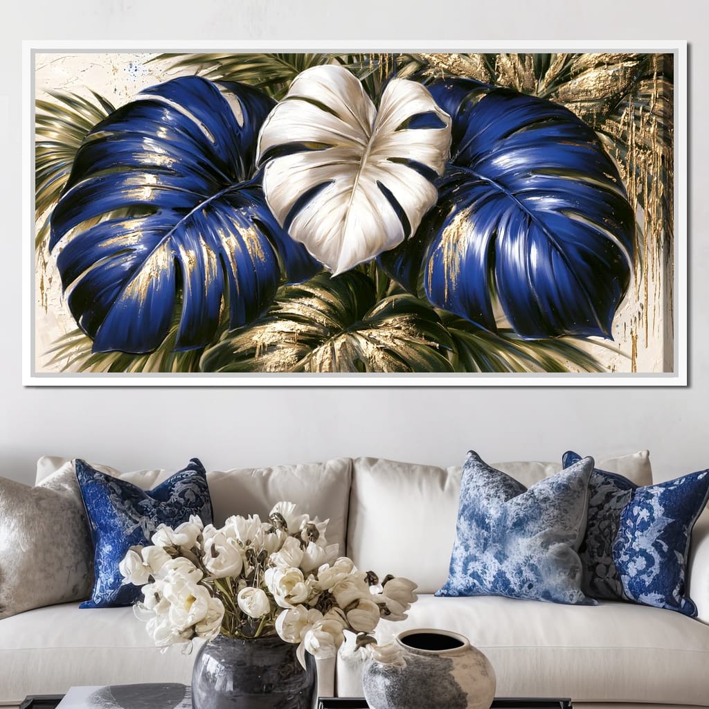 Gilded Foliage Under Midnight Light Canvas Wall Art
