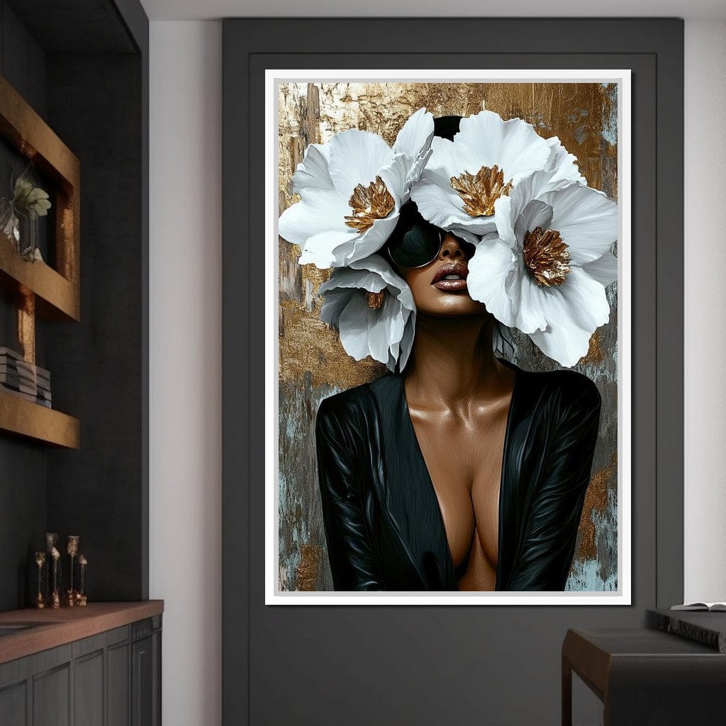 Golden Elegance Floral Expression Canvas Wall Art