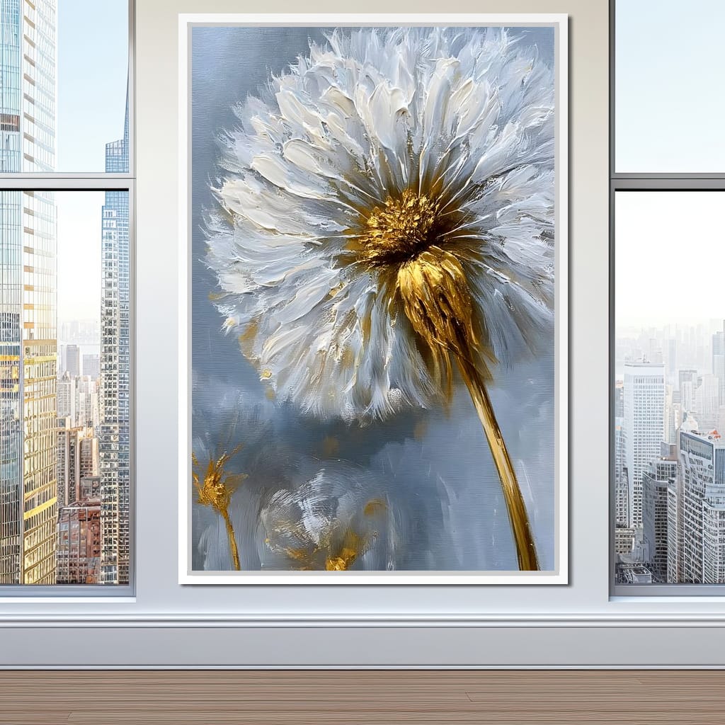 Gilded Dandelion Canvas Wall Art