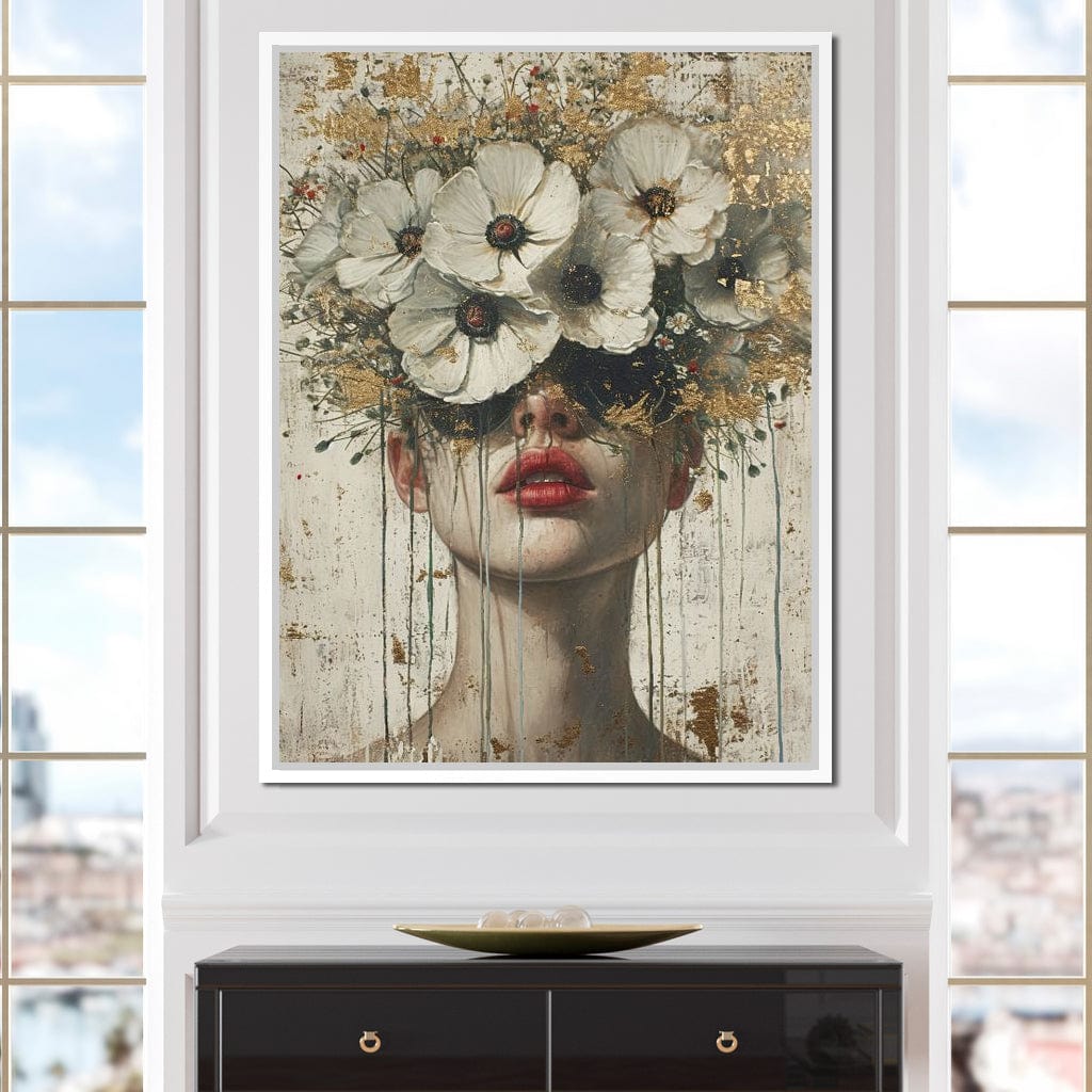Golden Petal Masquerade Canvas Wall Art