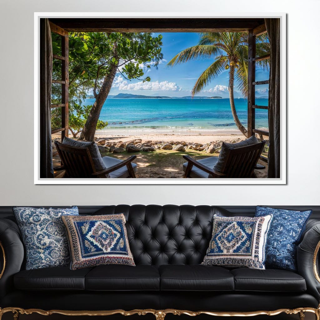 Tropical Serenity Window Canvas Wall Art