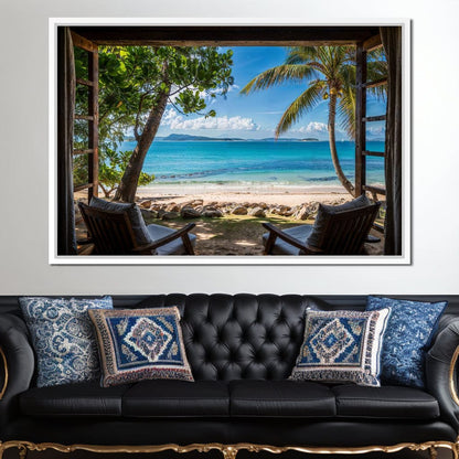 Tropical Serenity Window Canvas Wall Art