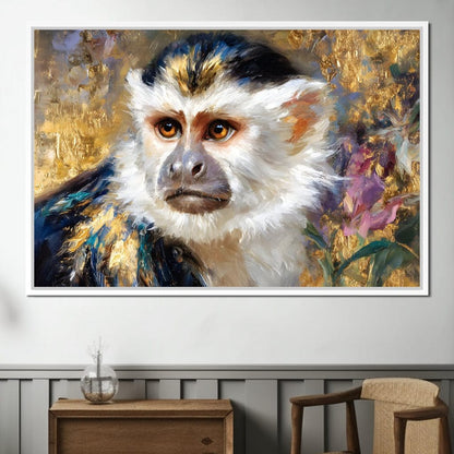 Golden Gilded Monkey Muse Canvas Wall Art