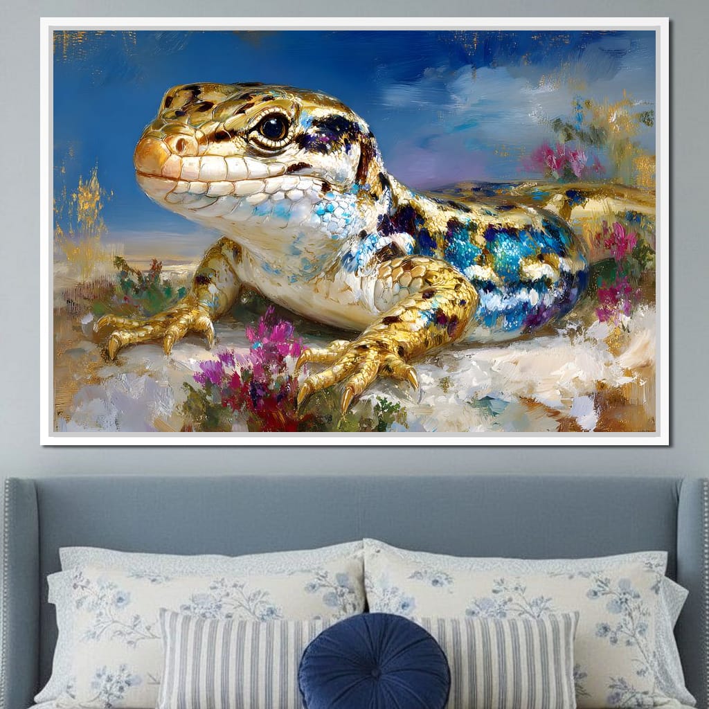 Golden Lizard Meadow Glow Canvas Wall Art