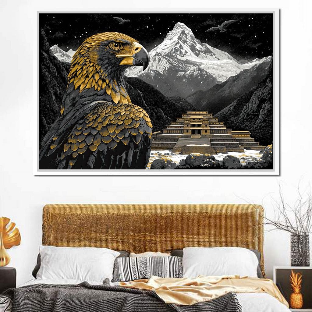 Majestic Aztec Golden Eagle Canvas Wall Art